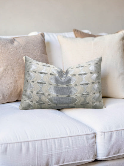 Jim Thompson Fabric Lumbar Pillow Sulawesi Stripe Cloud 12x18" Knife Edge Cover