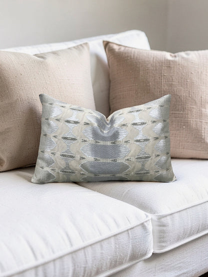 Jim Thompson Fabric Lumbar Pillow Sulawesi Stripe Cloud 12x18" Knife Edge Cover