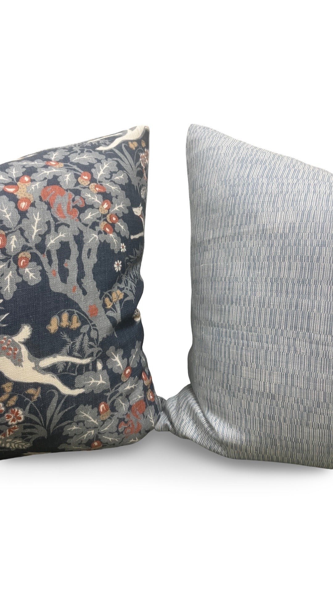 Lee Jofa Fabric Decorative Pillow Mille Fleur Print Denim 22x22" Knife Edge Cover