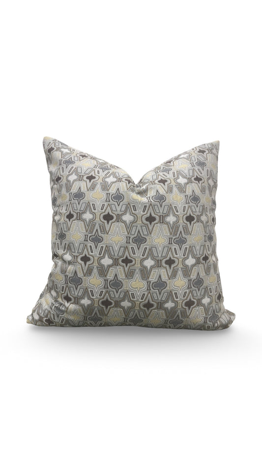 Brunschwig & Fils Fabric Decorative Pillow Casino Royale Pewter 22x22" Knife Edge Cover