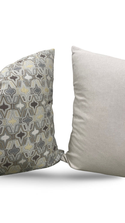 Brunschwig & Fils Fabric Decorative Pillow Casino Royale Pewter 22x22" Knife Edge Cover