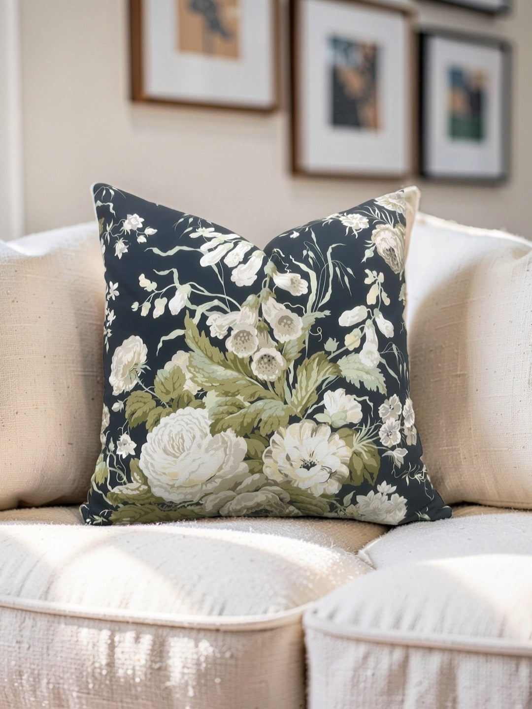 Stapleton Park Fabric Decorative Pillow Navy Olive 22x22" Knife Edge Cover