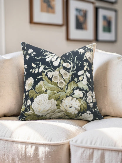 Stapleton Park Fabric Decorative Pillow Navy Olive 22x22" Knife Edge Cover