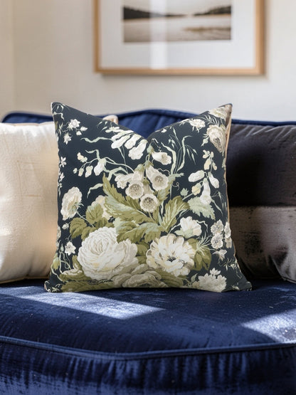 Stapleton Park Fabric Decorative Pillow Navy Olive 22x22" Knife Edge Cover