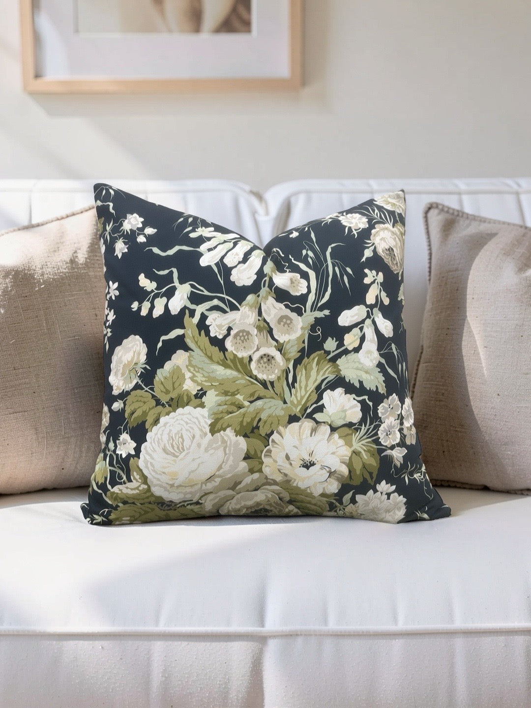 Stapleton Park Fabric Decorative Pillow Navy Olive 22x22" Knife Edge Cover