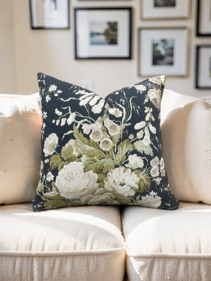 Stapleton Park Fabric Decorative Pillow Navy Olive 22x22" Knife Edge Cover
