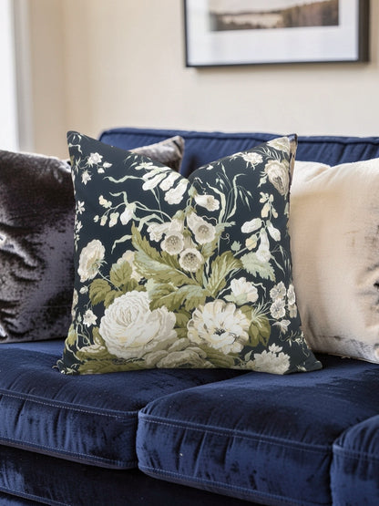 Stapleton Park Fabric Decorative Pillow Navy Olive 22x22" Knife Edge Cover