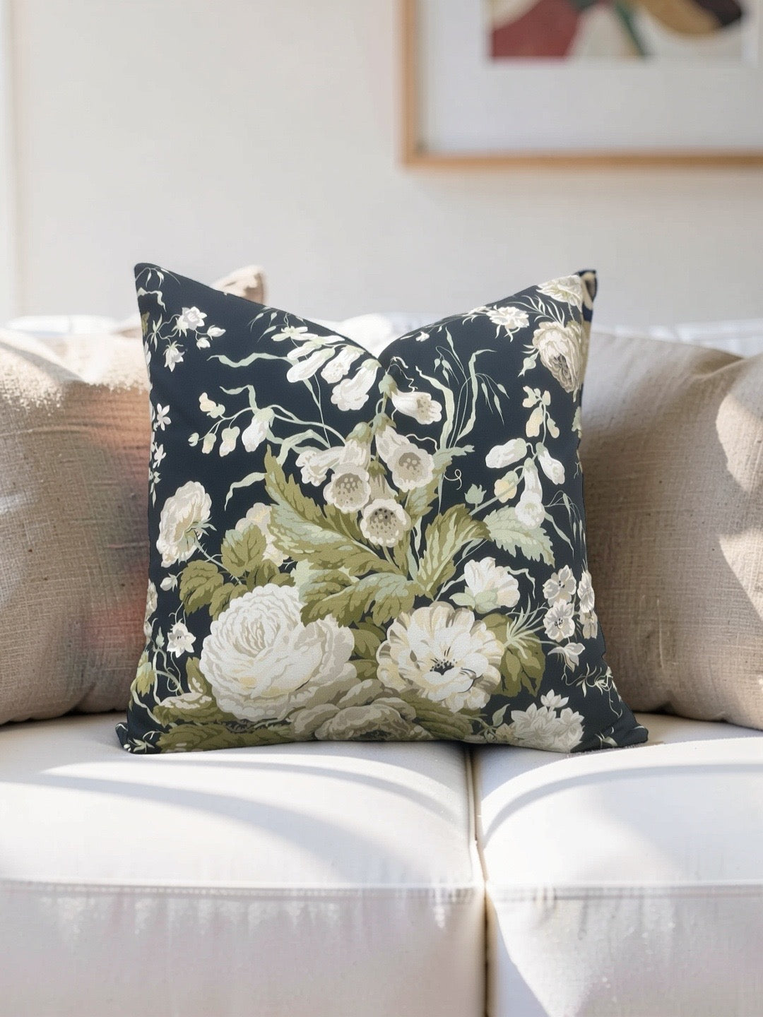 Stapleton Park Fabric Decorative Pillow Navy Olive 22x22" Knife Edge Cover