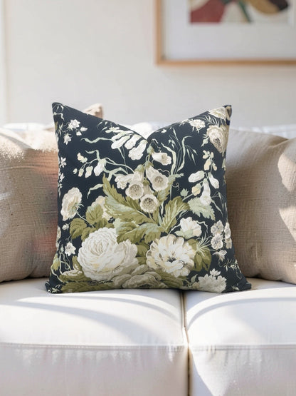Stapleton Park Fabric Decorative Pillow Navy Olive 22x22" Knife Edge Cover