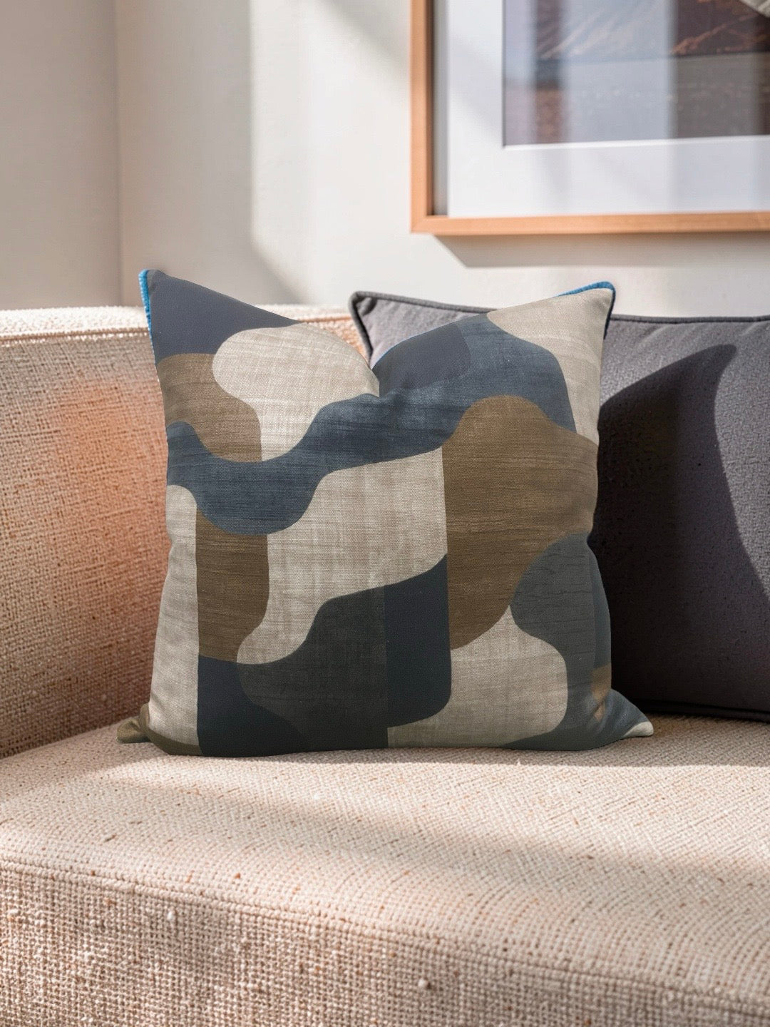 Casamance Fabric Decorative Pillow Belle Epoque Anthracite 22x22" Knife Edge Cover