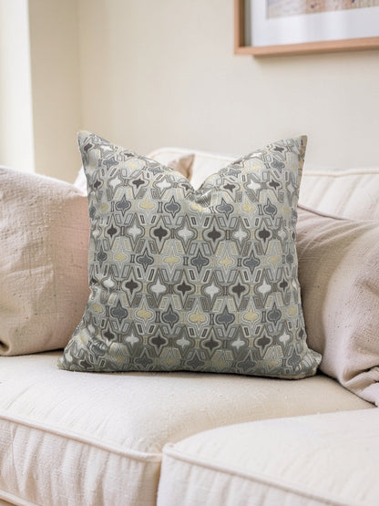 Brunschwig & Fils Fabric Decorative Pillow Casino Royale Pewter 22x22" Knife Edge Cover