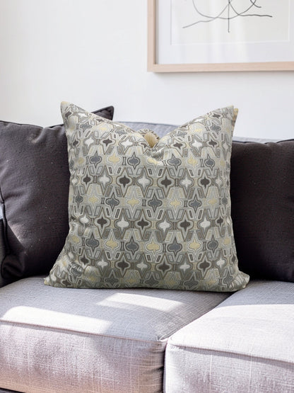 Brunschwig & Fils Fabric Decorative Pillow Casino Royale Pewter 22x22" Knife Edge Cover