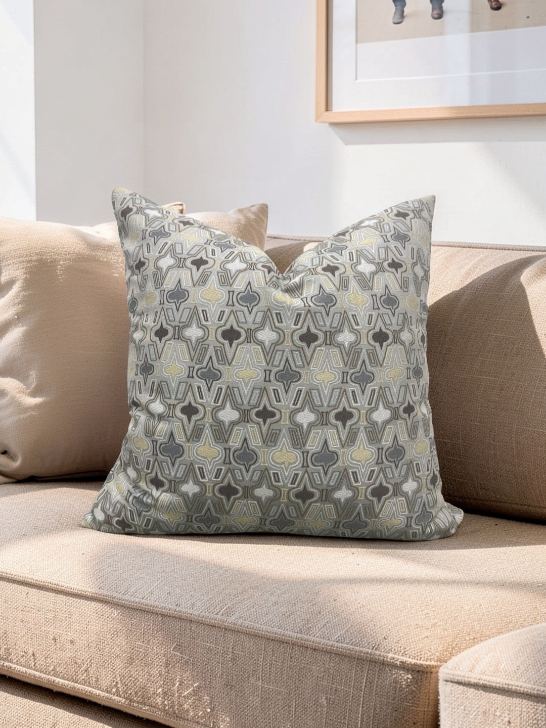 Brunschwig & Fils Fabric Decorative Pillow Casino Royale Pewter 22x22" Knife Edge Cover
