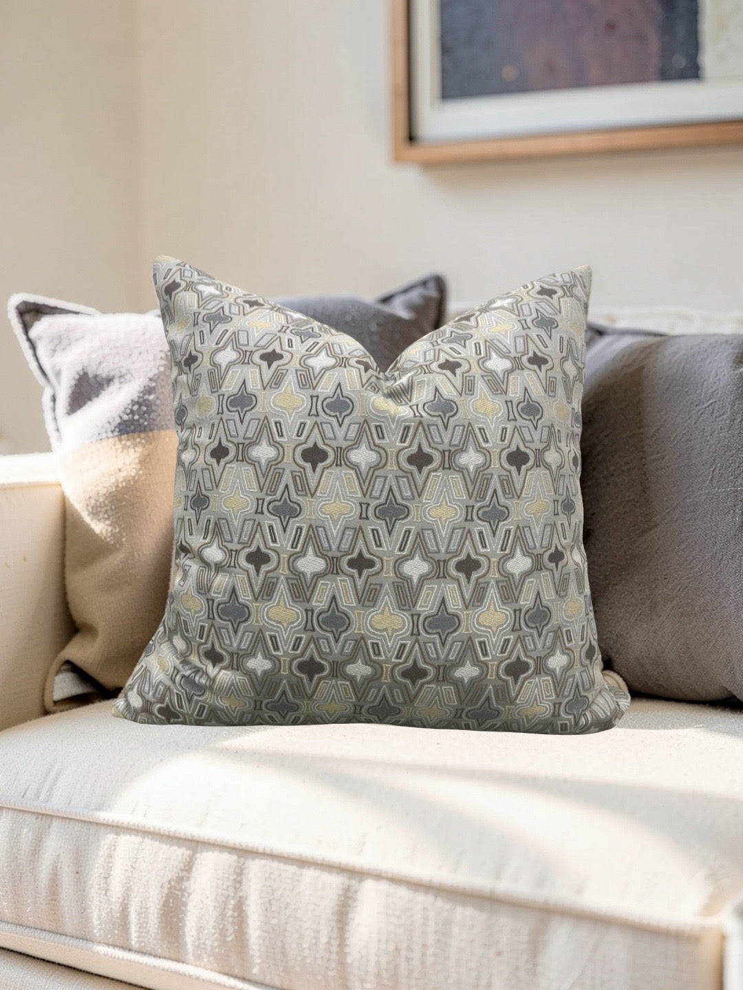 Brunschwig & Fils Fabric Decorative Pillow Casino Royale Pewter 22x22" Knife Edge Cover