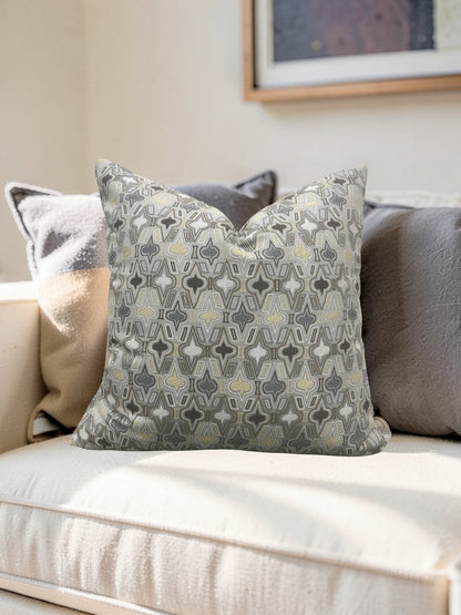 Brunschwig & Fils Fabric Decorative Pillow Casino Royale Pewter 22x22" Knife Edge Cover