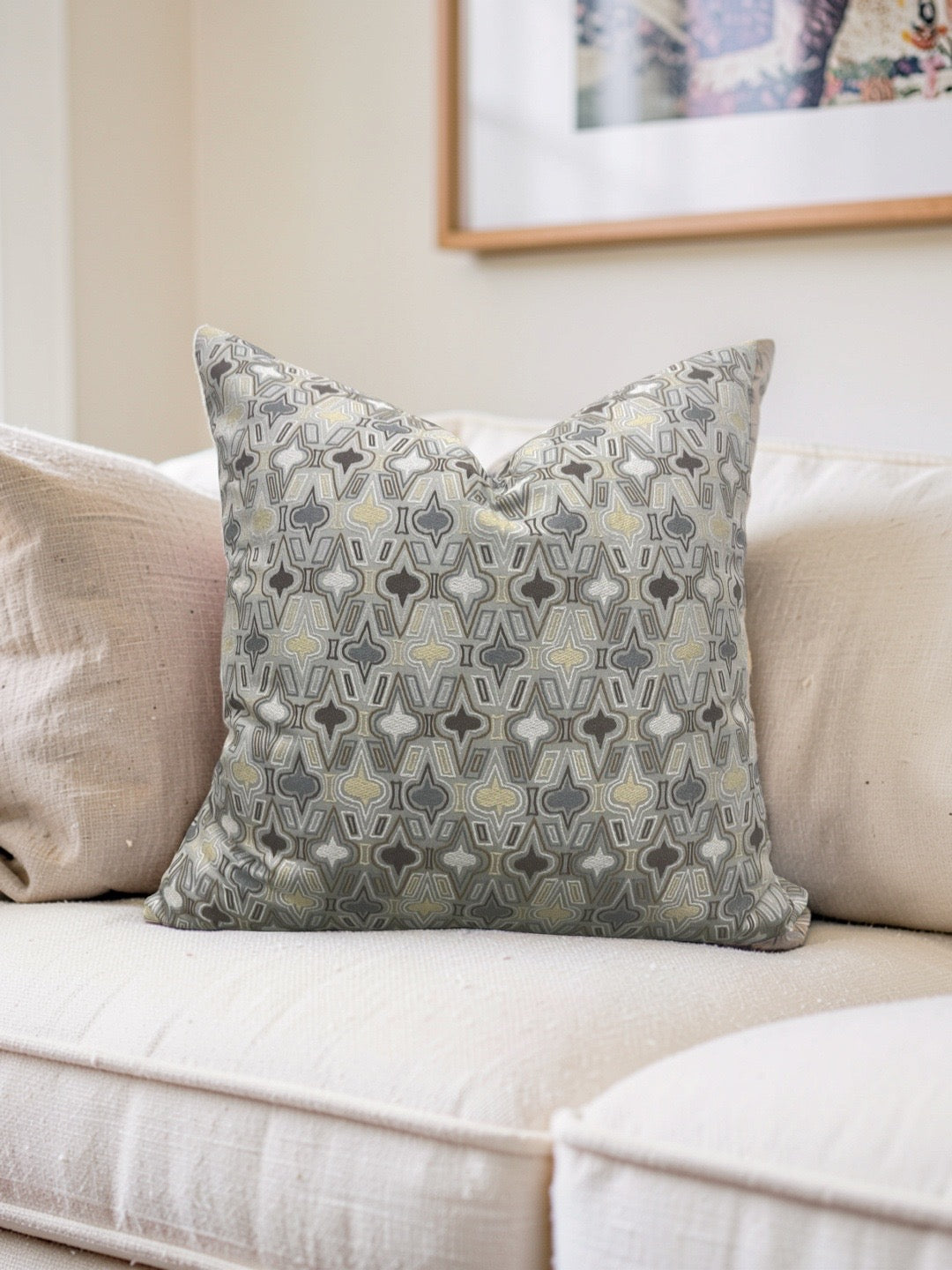 Brunschwig & Fils Fabric Decorative Pillow Casino Royale Pewter 22x22" Knife Edge Cover