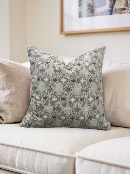 Brunschwig & Fils Fabric Decorative Pillow Casino Royale Pewter 22x22" Knife Edge Cover