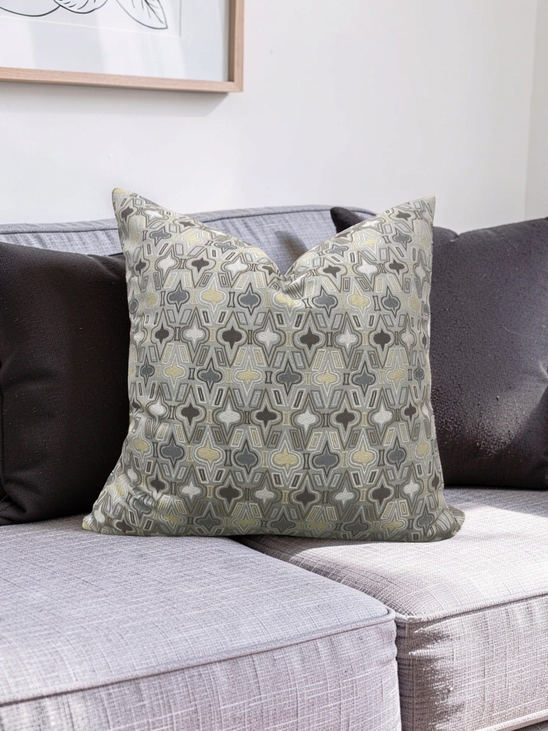 Brunschwig & Fils Fabric Decorative Pillow Casino Royale Pewter 22x22" Knife Edge Cover