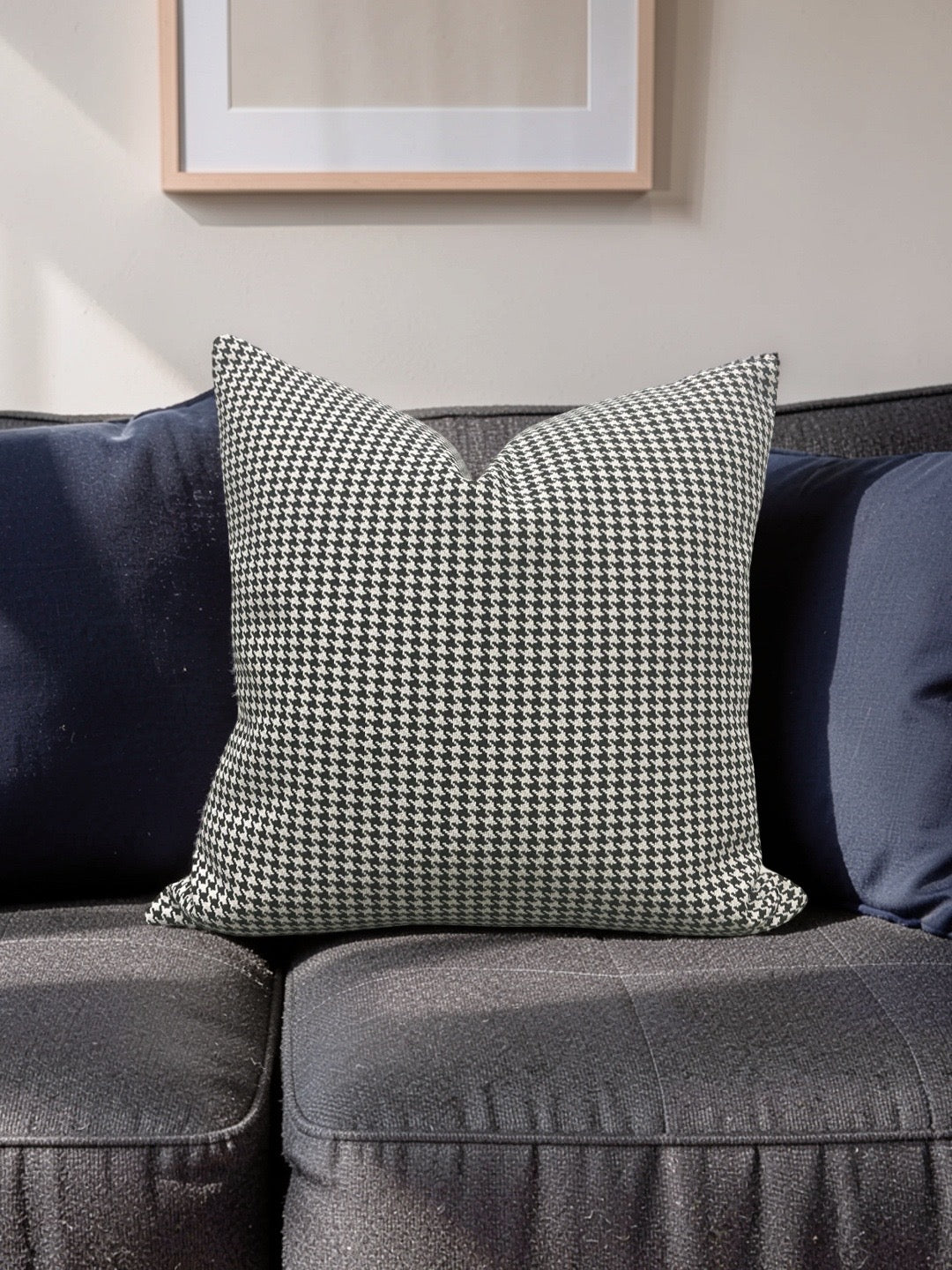 Dedar Houndstooth Fabric Decorative Pillow Domino 22x22" Knife Edge Cover