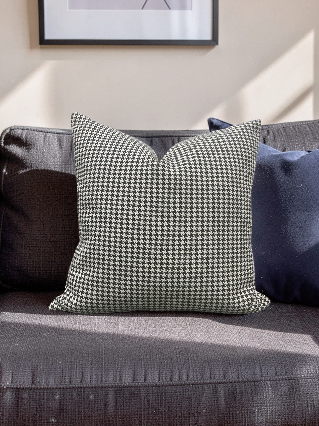 Dedar Houndstooth Fabric Decorative Pillow Domino 22x22" Knife Edge Cover