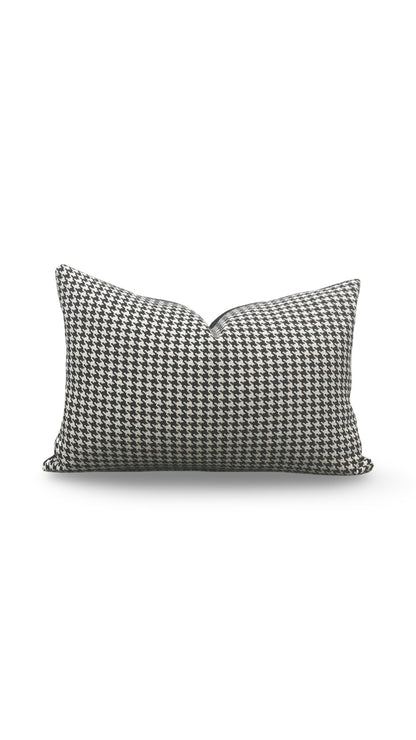 Dedar Milano Fabric Lumbar Pillow Houndstooth Domino 12x18" Knife Edge Cover