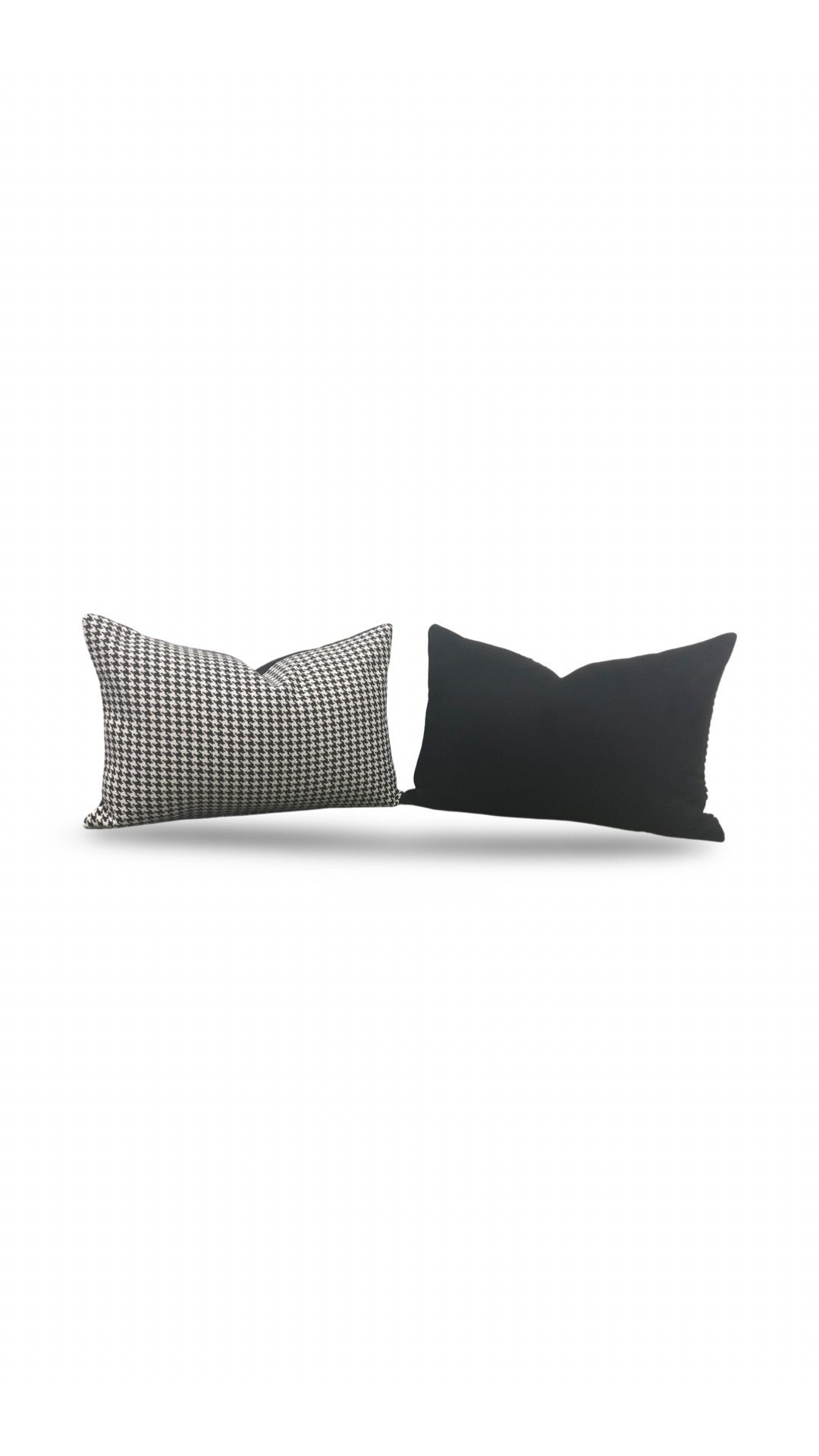 Dedar Milano Fabric Lumbar Pillow Houndstooth Domino 12x18" Knife Edge Cover