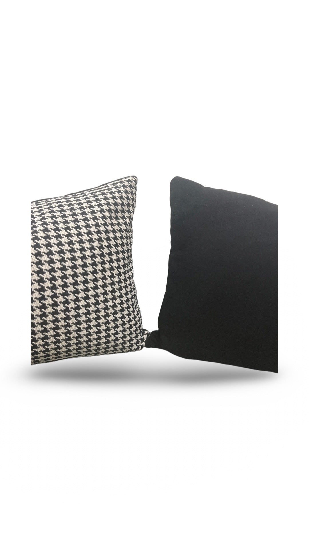 Dedar Milano Fabric Lumbar Pillow Houndstooth Domino 12x18" Knife Edge Cover