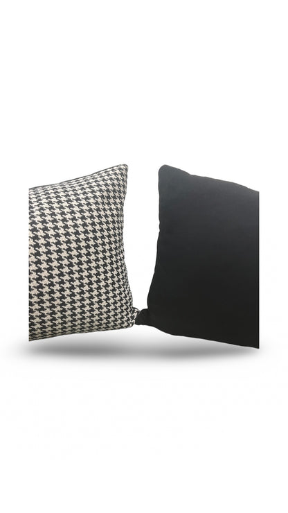 Dedar Milano Fabric Lumbar Pillow Houndstooth Domino 12x18" Knife Edge Cover