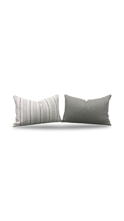 Lumbar Pillow Weathered Stripe Chartreuse 12x18" Knife Edge Cover