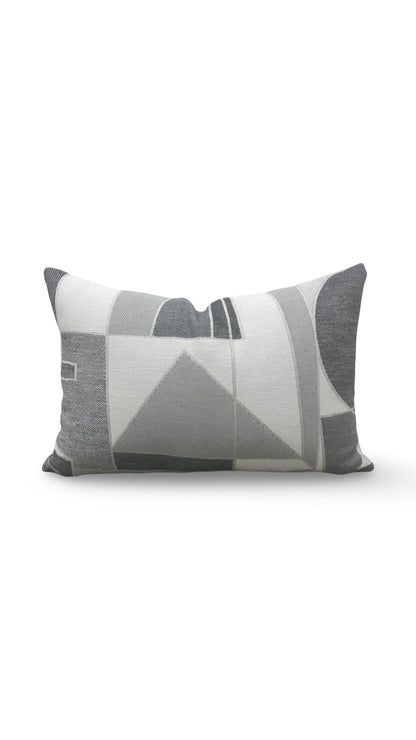 Zinc Textiles Fabric Lumbar Pillow Chiaroscuro Greyscale 12x18" Knife Edge Cover