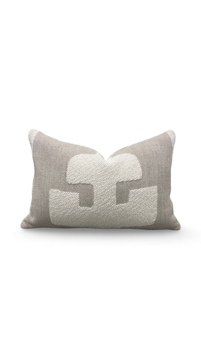 Andrew Martin Fabric Lumbar Pillow Peru Ivory 12x18" Knife Edge Cover
