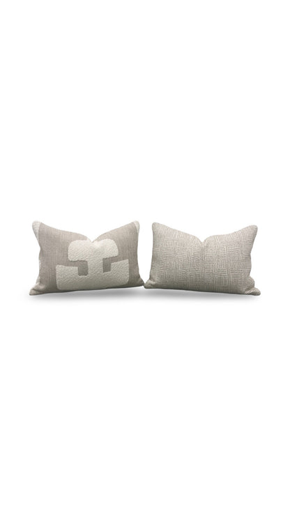 Andrew Martin Fabric Lumbar Pillow Peru Ivory 12x18" Knife Edge Cover