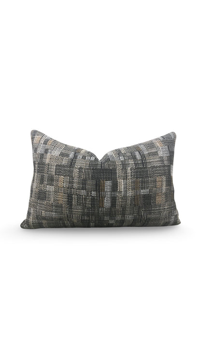 Dedar Fabric Lumbar Pillow Modernist Checkerboard 12x18" Knife Edge Cover