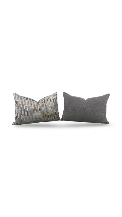Romo Fabric Lumbar Pillow Nyoka Mineral 12x18" Knife Edge Cover
