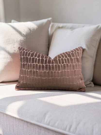 Gaston Y Daniela Fabric Lumbar Pillow Maximo Rose 12x18" Knife Edge Cover