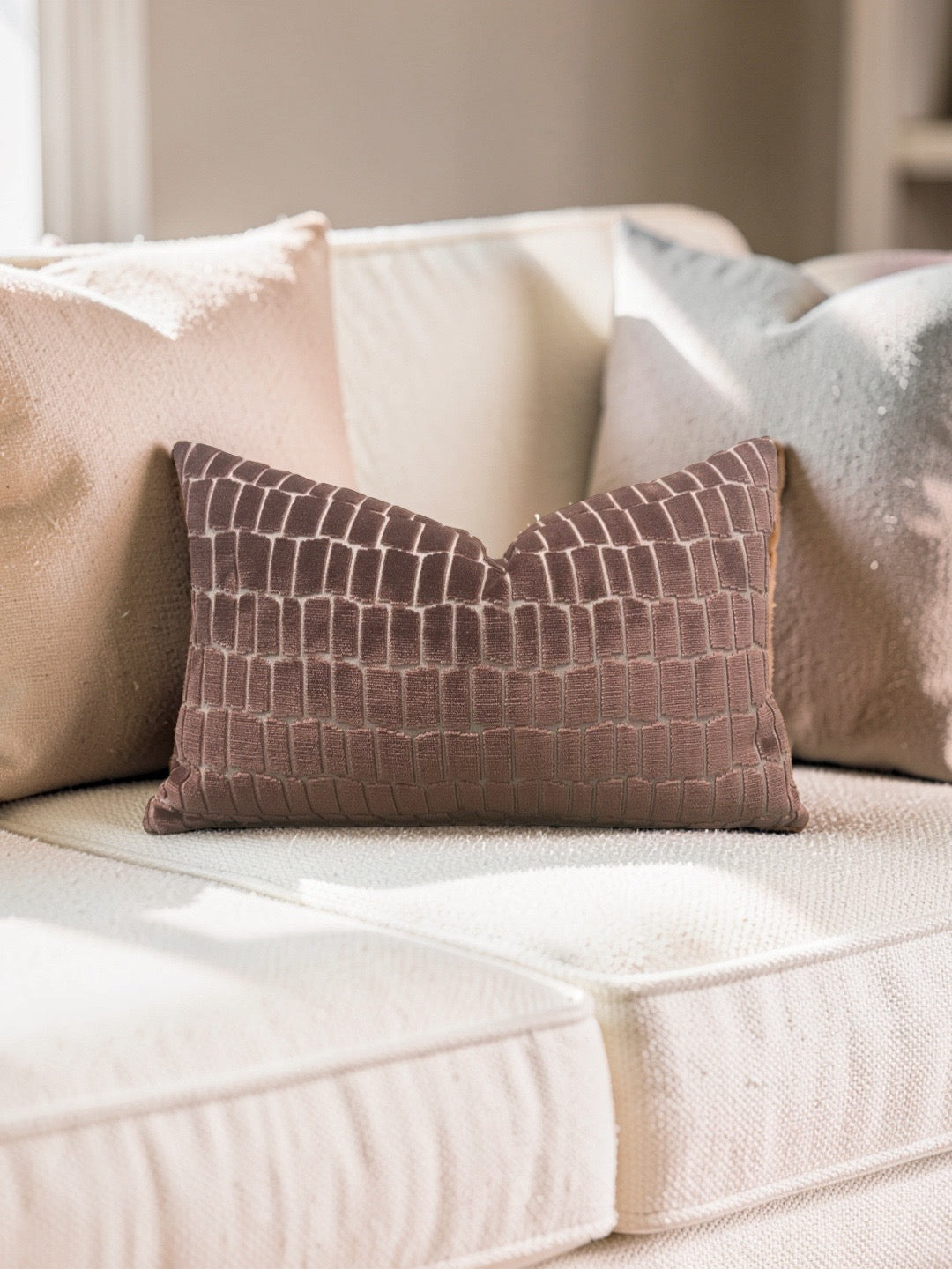 Gaston Y Daniela Fabric Lumbar Pillow Maximo Rose 12x18" Knife Edge Cover
