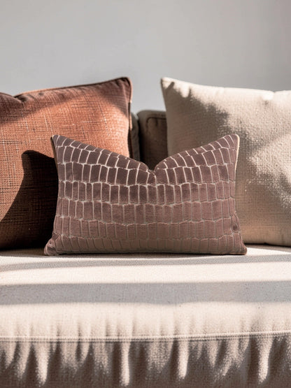 Gaston Y Daniela Fabric Lumbar Pillow Maximo Rose 12x18" Knife Edge Cover