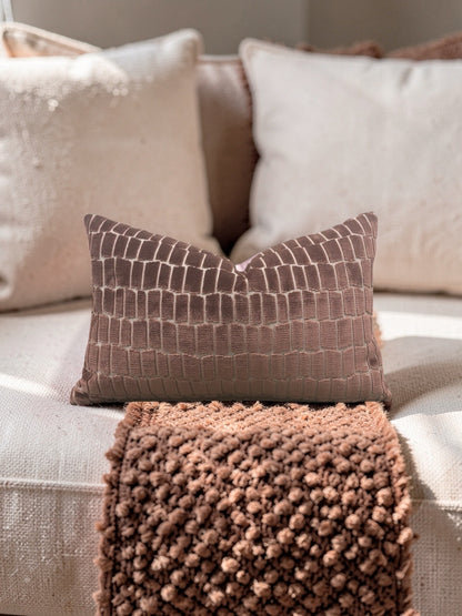 Gaston Y Daniela Fabric Lumbar Pillow Maximo Rose 12x18" Knife Edge Cover