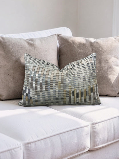 Romo Fabric Lumbar Pillow Nyoka Mineral 12x18" Knife Edge Cover