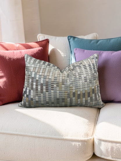 Romo Fabric Lumbar Pillow Nyoka Mineral 12x18" Knife Edge Cover