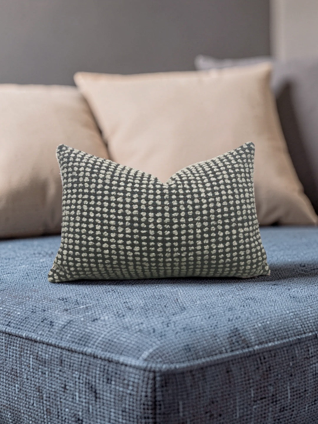 Romo Fabric Lumbar Pillow Etitto Teal 12x18" Knife Edge Cover