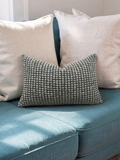 Romo Fabric Lumbar Pillow Etitto Teal 12x18" Knife Edge Cover