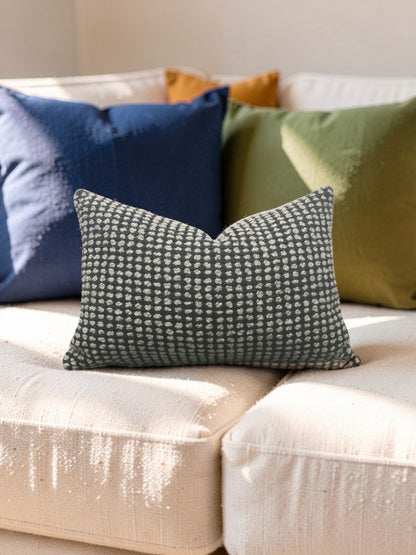 Romo Fabric Lumbar Pillow Etitto Teal 12x18" Knife Edge Cover