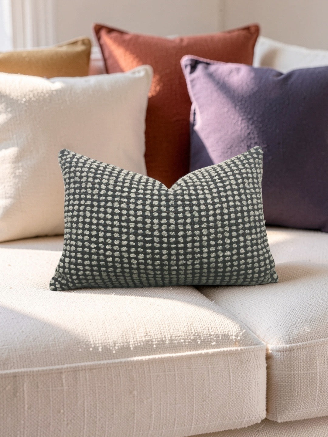 Romo Fabric Lumbar Pillow Etitto Teal 12x18" Knife Edge Cover