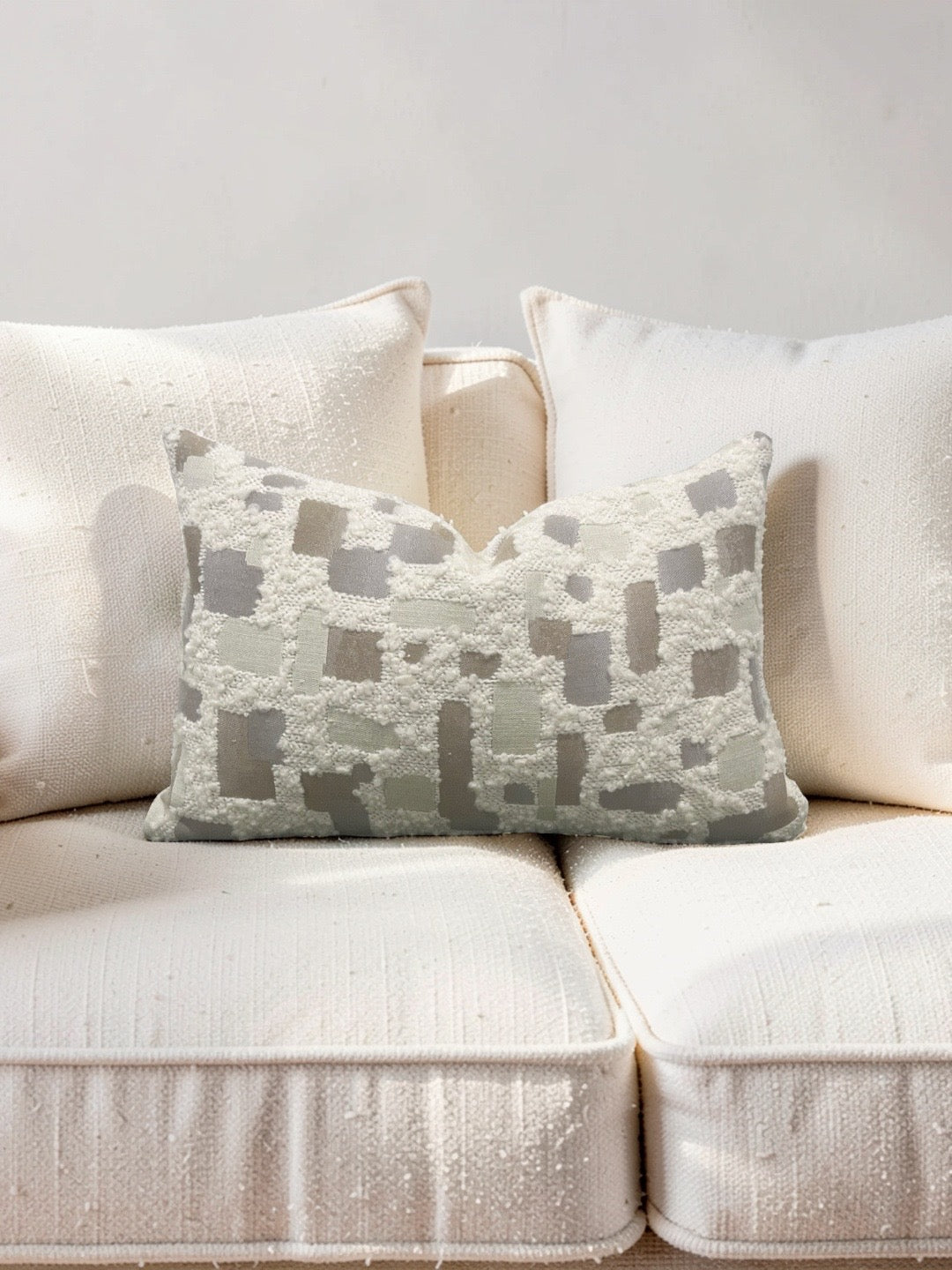 Mica Resin Fabric Lumbar Pillow by Rogers & Goffigon - 12x18" Knife Edge Cover