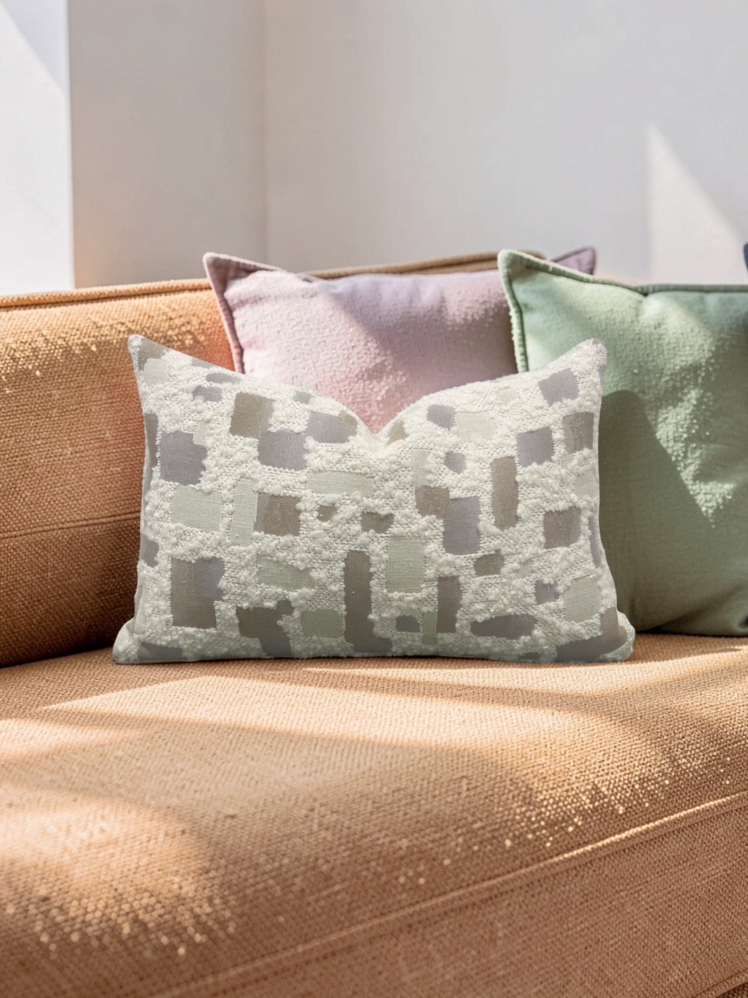 Mica Resin Fabric Lumbar Pillow by Rogers & Goffigon - 12x18" Knife Edge Cover