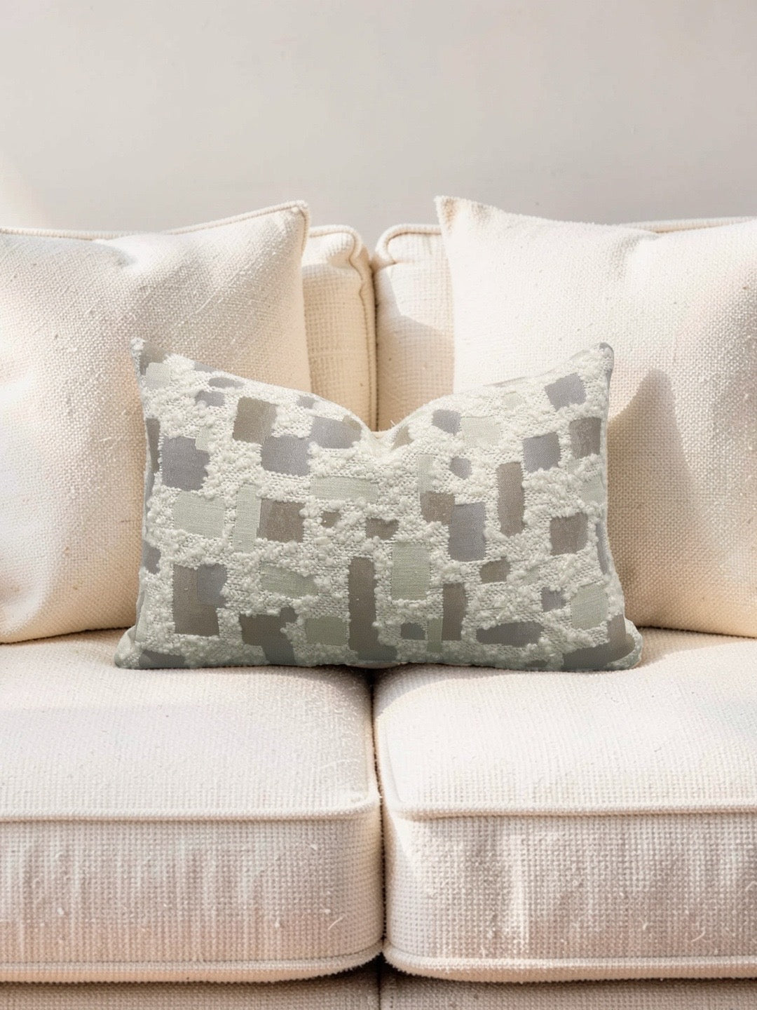 Mica Resin Fabric Lumbar Pillow by Rogers & Goffigon - 12x18" Knife Edge Cover