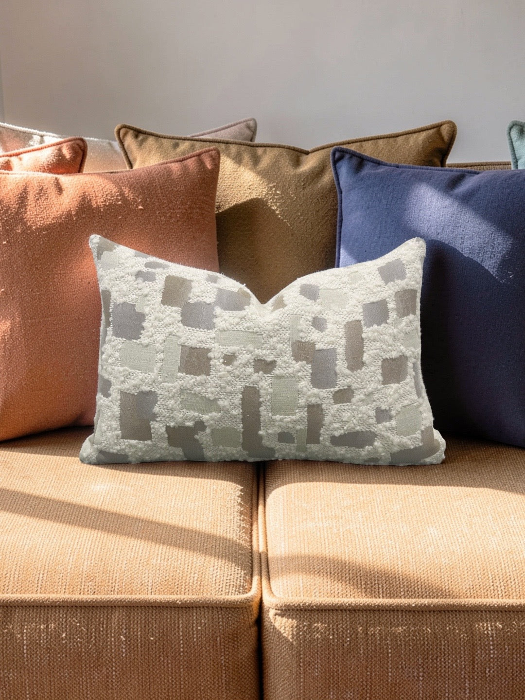 Mica Resin Fabric Lumbar Pillow by Rogers & Goffigon - 12x18" Knife Edge Cover