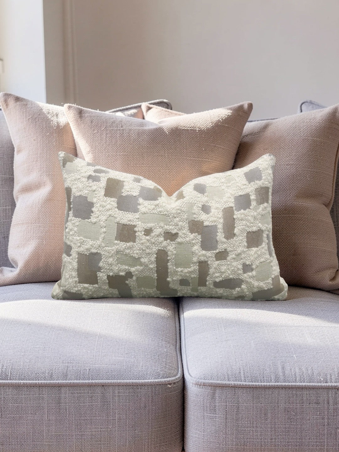 Mica Resin Fabric Lumbar Pillow by Rogers & Goffigon - 12x18" Knife Edge Cover