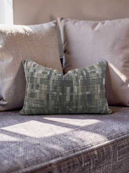 Dedar Fabric Lumbar Pillow Modernist Checkerboard 12x18" Knife Edge Cover